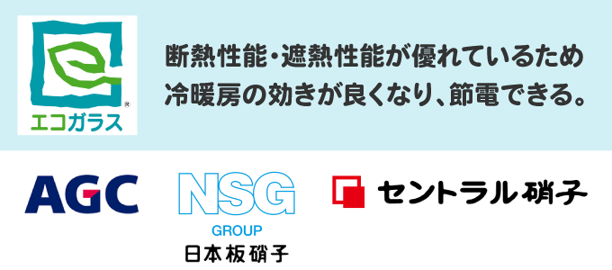 日本の大手ガラスメーカーであるAGC・日本板硝子・セントラル硝子の3社が製造するLow-E複層ガラス